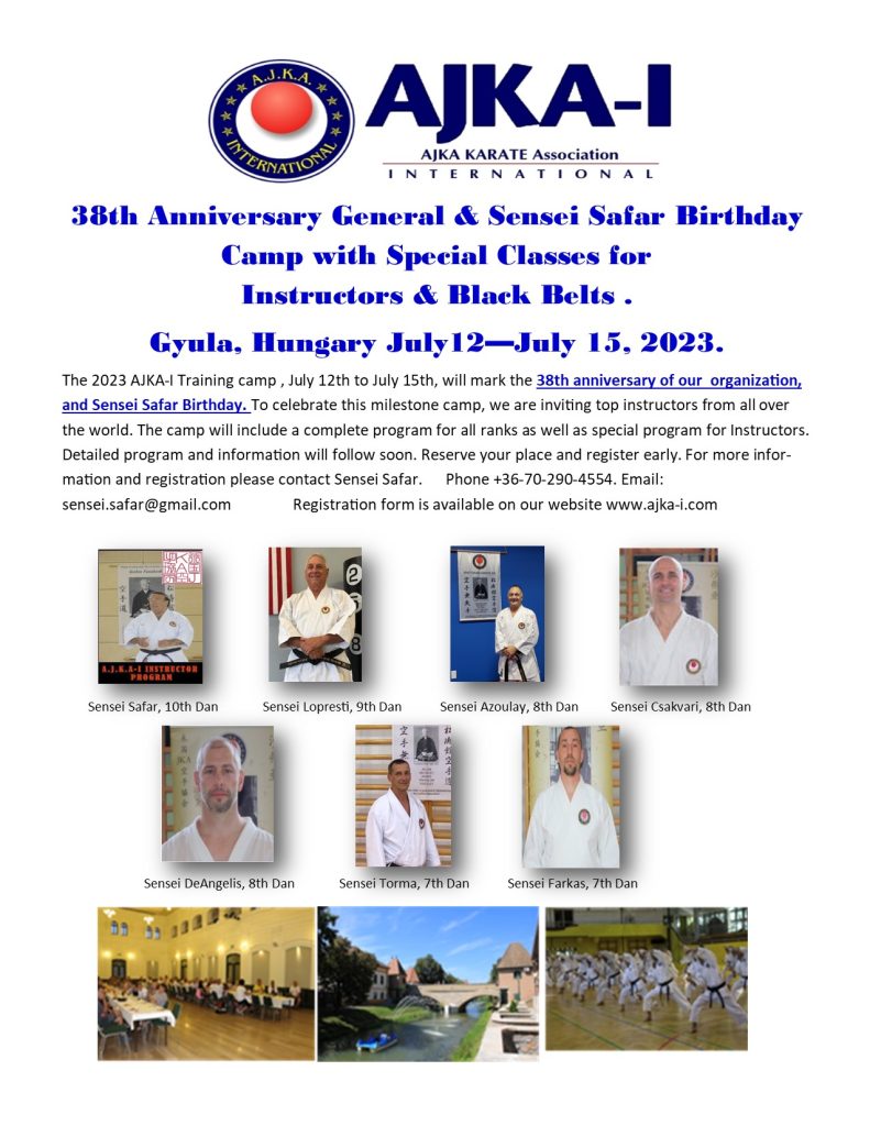 July 12-15, 2023 AJKA-I Hungary General Training Camp & Instructor Training Program