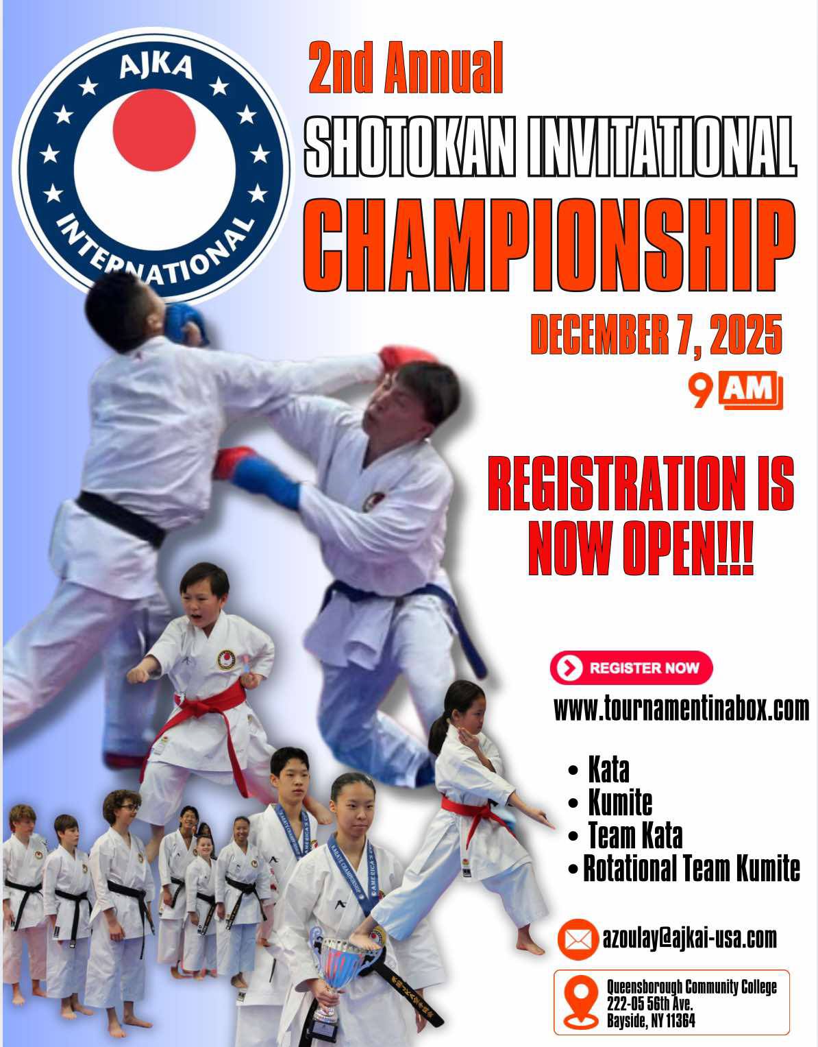Flyer for 2nd Annual AJKA International Shotokan Invitational Championship AJKA-I Sanctioned event